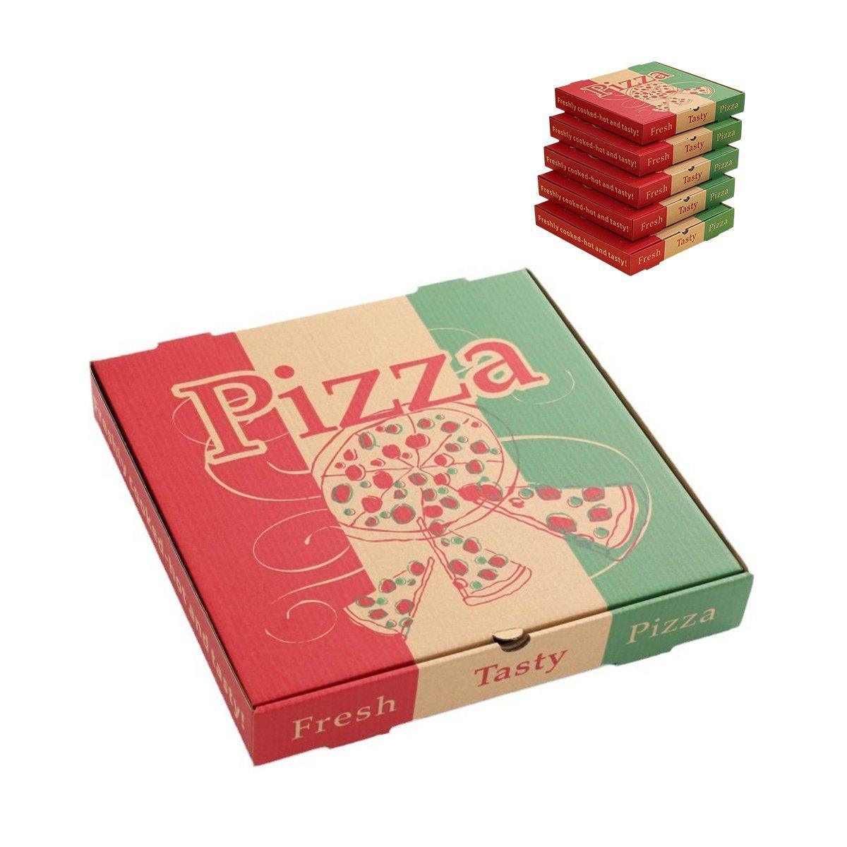 50pcs Pizza Packing Boxes Folding Box Durable Food Storage Containers Colourful - 12inch