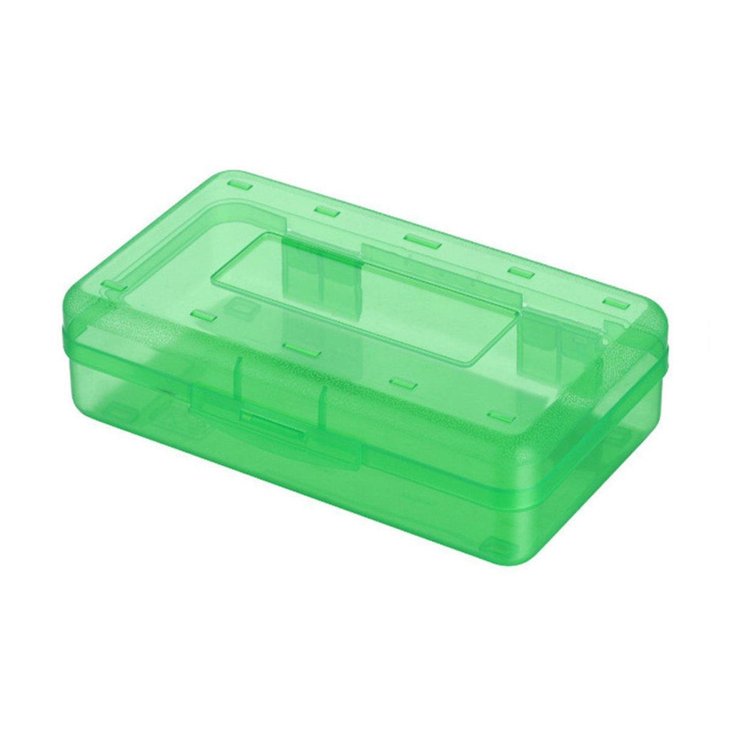 Large Capacity Transparent Plastic Pencil Case Multifunctional Student Art Box - Light Green
