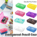 Large Capacity Transparent Plastic Pencil Case Multifunctional Student Art Box - Purple