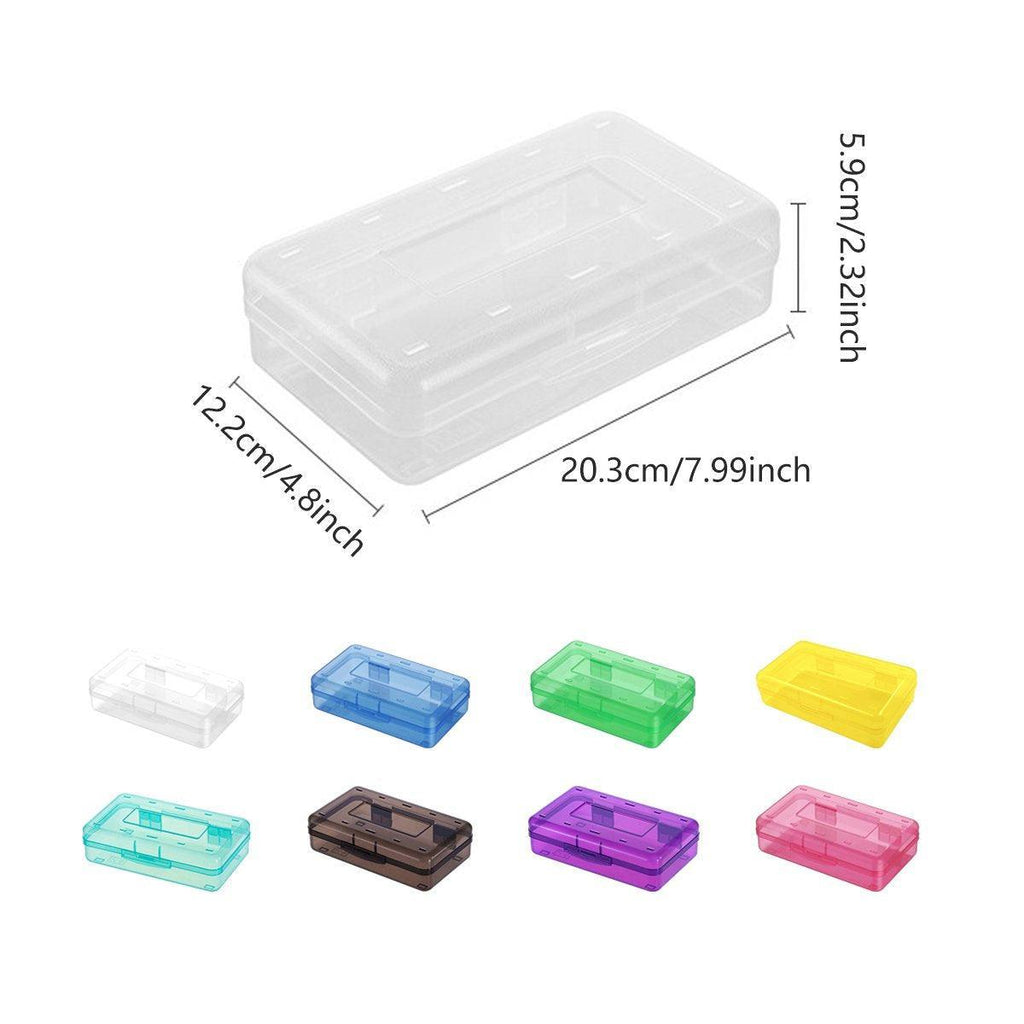 Large Capacity Transparent Plastic Pencil Case Multifunctional Student Art Box - Purple