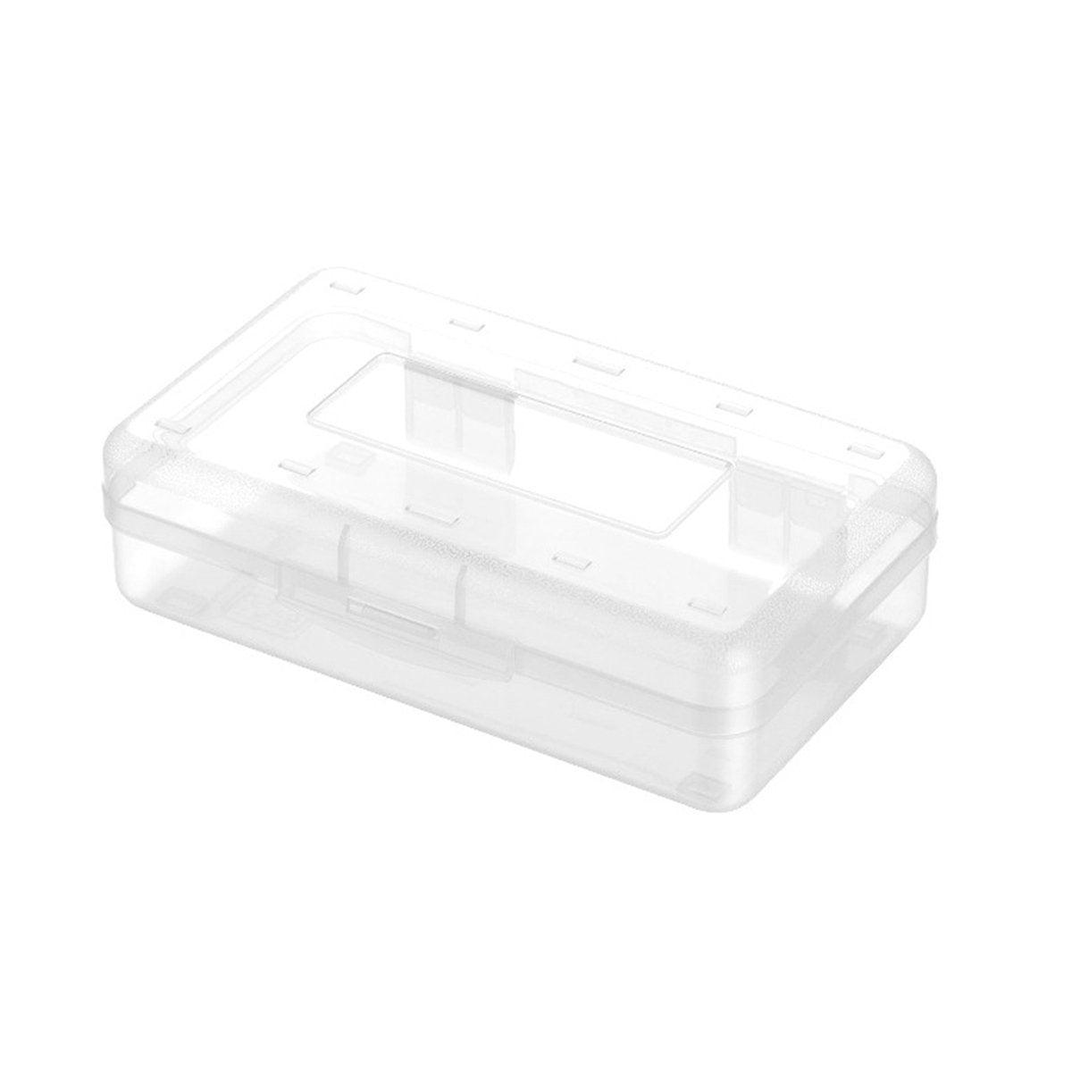 Large Capacity Transparent Plastic Pencil Case Multifunctional Student Art Box - Purple