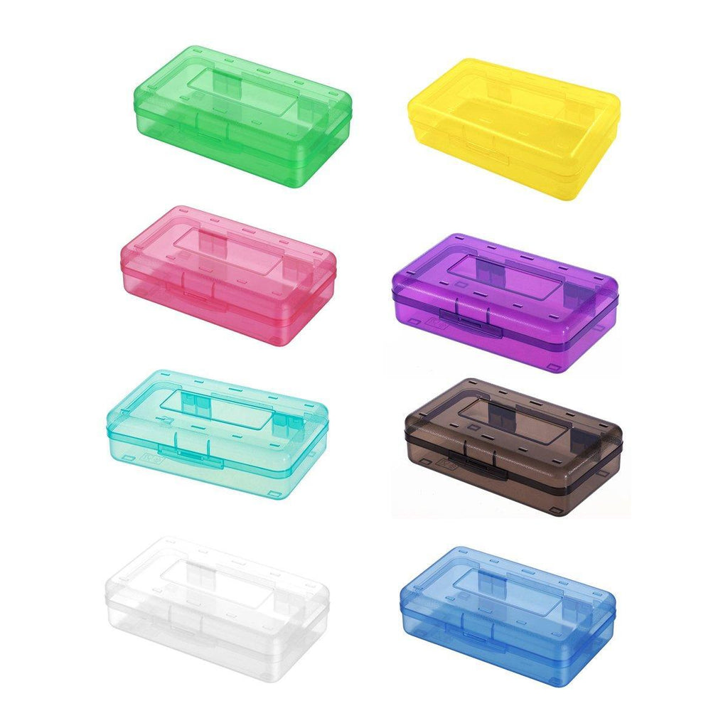 Large Capacity Transparent Plastic Pencil Case Multifunctional Student Art Box - Red
