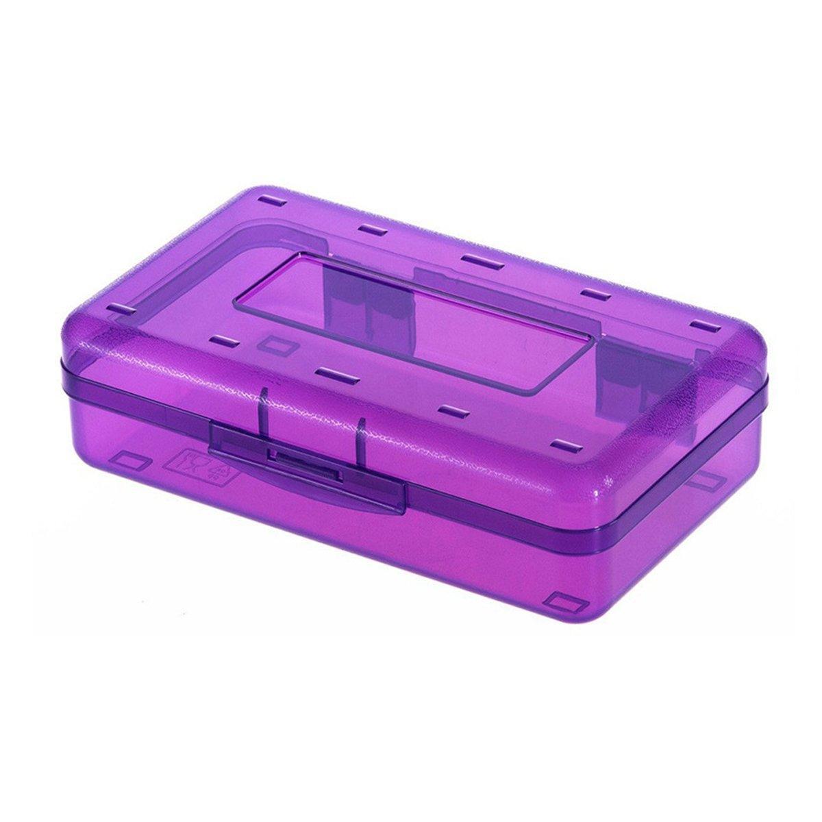 Large Capacity Transparent Plastic Pencil Case Multifunctional Student Art Box - Red