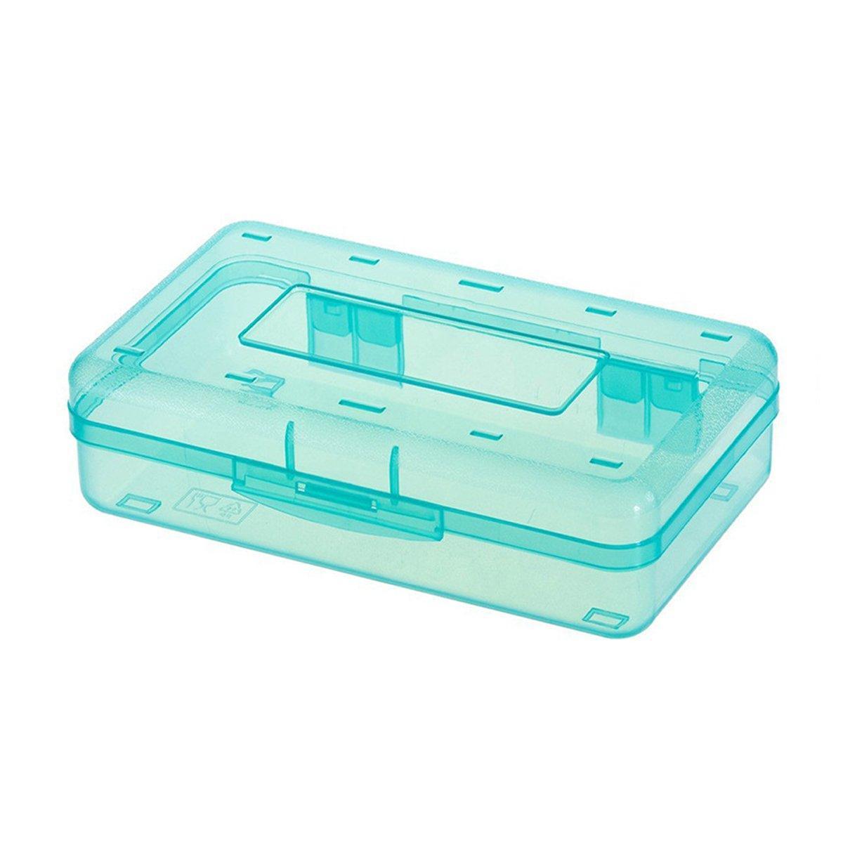 Large Capacity Transparent Plastic Pencil Case Multifunctional Student Art Box - Red