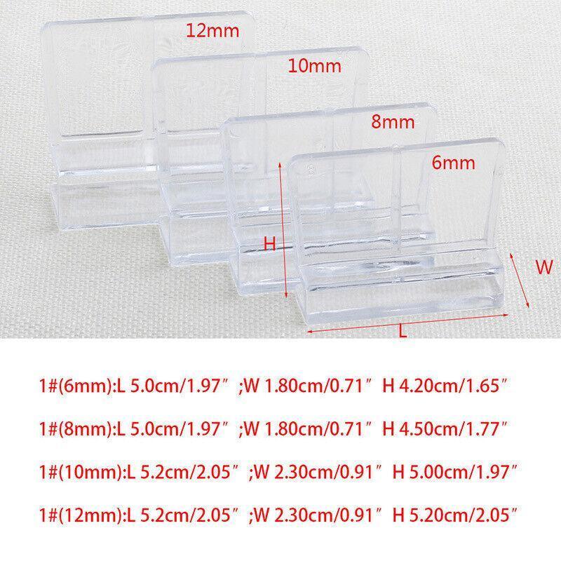 4Pcs Aquarium Fish Tank Glass Cover Support Holder Acrylic Clip Bracket 6/8/10/12mm - 6mm
