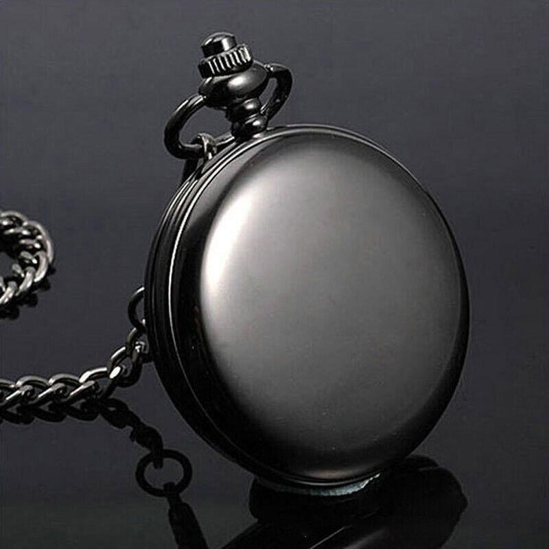 Antique Retro Mechanical Skeleton Steampunk Mens Pocket Watch Open Case Chain Au - Black