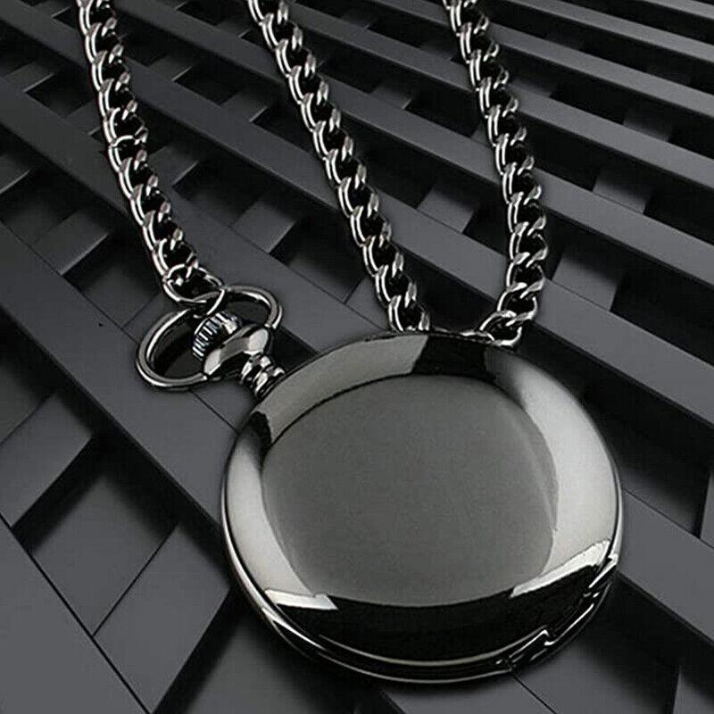 Antique Retro Mechanical Skeleton Steampunk Mens Pocket Watch Open Case Chain Au - Black
