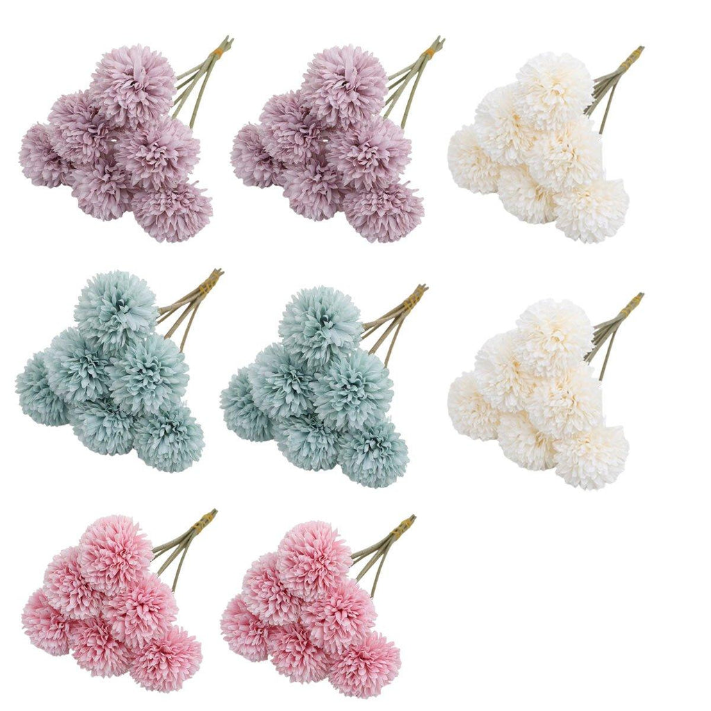 12pcs Artificial Dandelion Fake Flower Simulation Arrangement Desktop Decoration - Blue