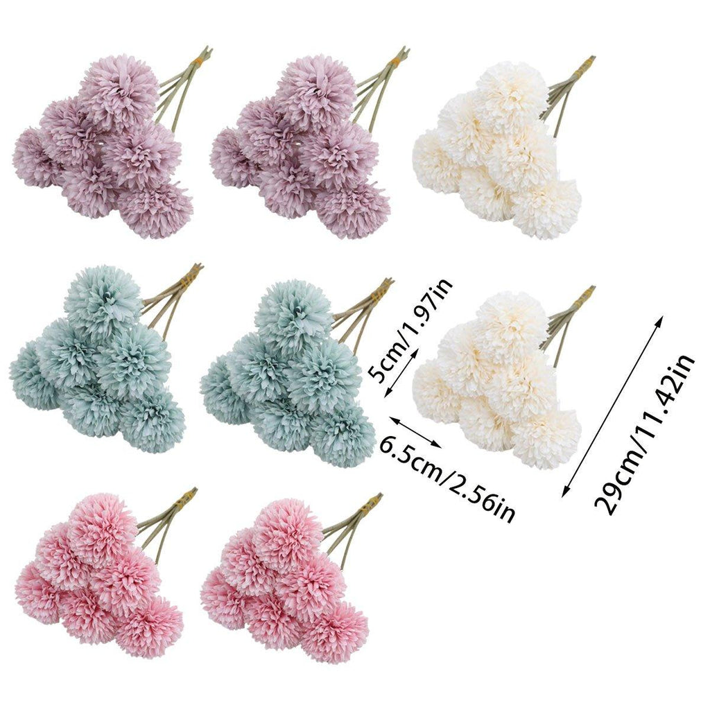 12pcs Artificial Dandelion Fake Flower Simulation Arrangement Desktop Decoration - Blue