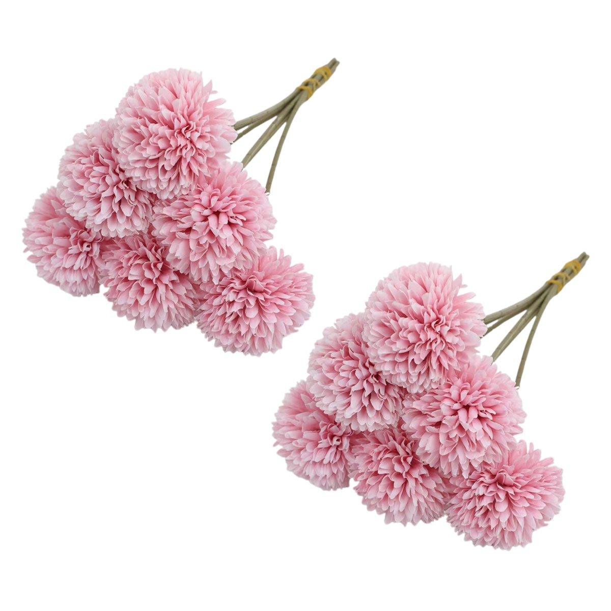 12pcs Artificial Dandelion Fake Flower Simulation Arrangement Desktop Decoration - Purple