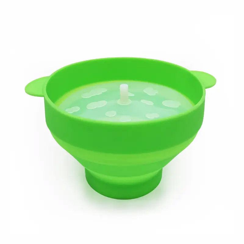 High Temperature Resistant Silicone Popcorn Bucket Collapsible Bowl with Handle - Black