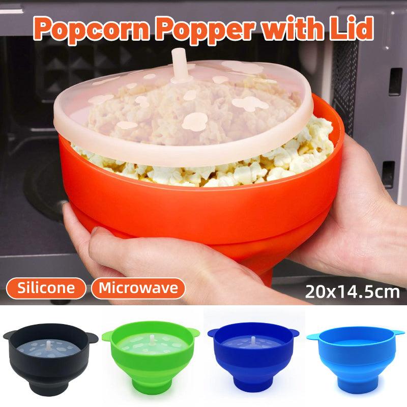 High Temperature Resistant Silicone Popcorn Bucket Collapsible Bowl with Handle - Dark Blue