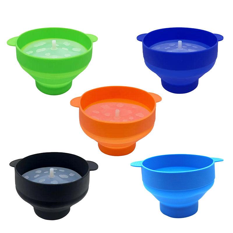 High Temperature Resistant Silicone Popcorn Bucket Collapsible Bowl with Handle - Light Blue