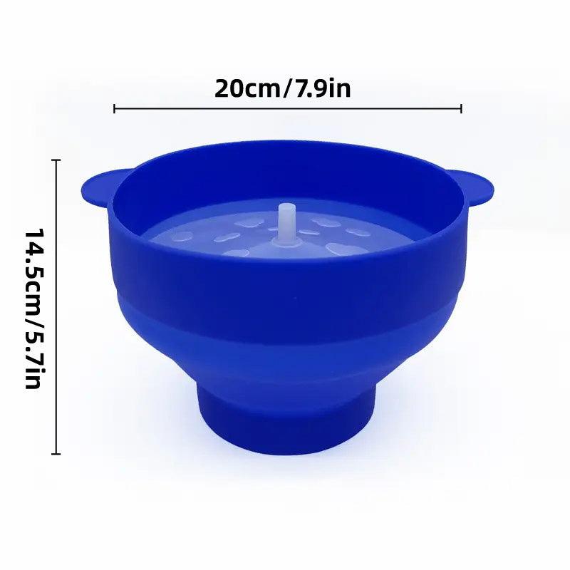 High Temperature Resistant Silicone Popcorn Bucket Collapsible Bowl with Handle - Light Blue