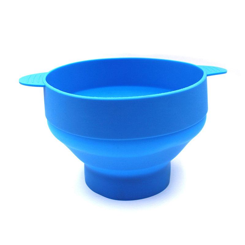 High Temperature Resistant Silicone Popcorn Bucket Collapsible Bowl with Handle - Light Blue