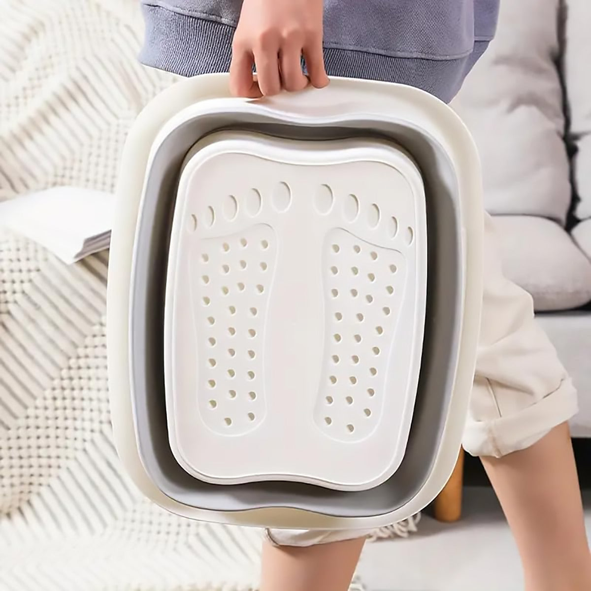 Foldable Foot Tub Portable Large Capacity Foot Basin for Home Bathroom Spa and Travel - Green