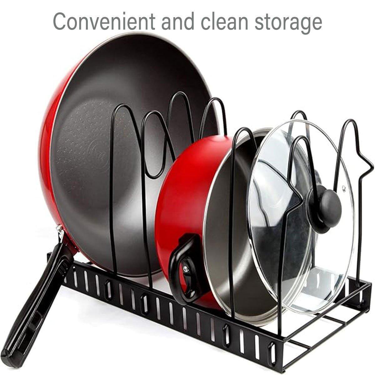 Multi-Layer Vertical Pot Lid Storage Rack Folding Kitchen Countertop Organizer - 8th-Floor