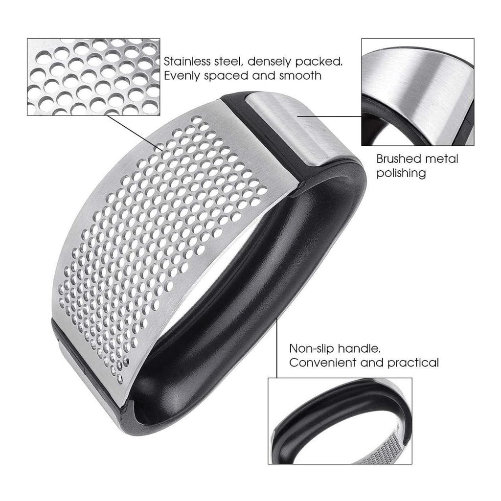 Stainless Steel Garlic Masher Press Crusher Squeezer Masher Kitchen Gadget - Black