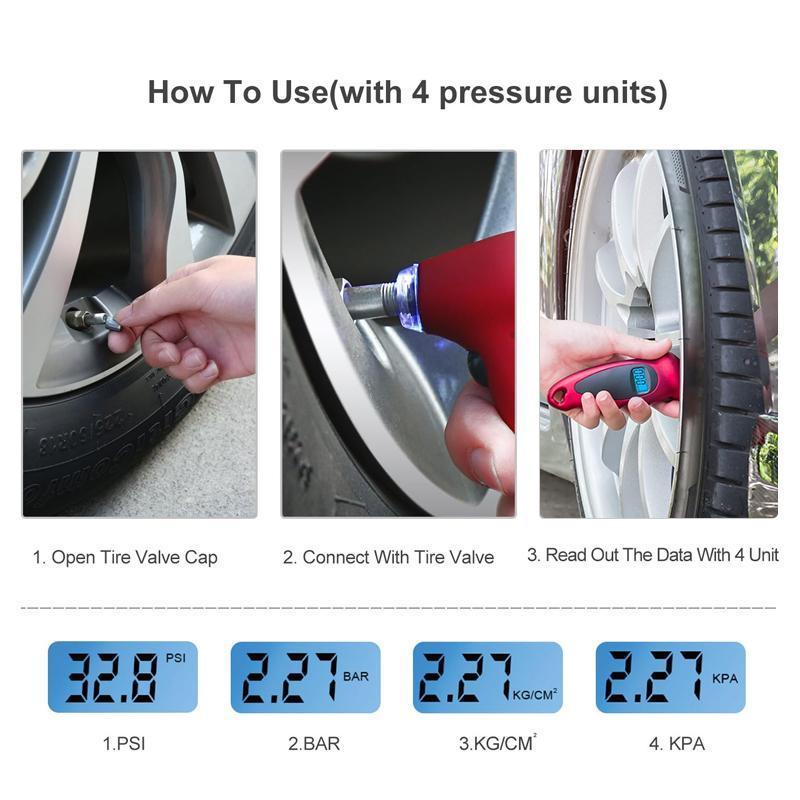 LCD Tyre Car air pressure tester Digital Gauge Auto Truck Tire Motorcycle Meter