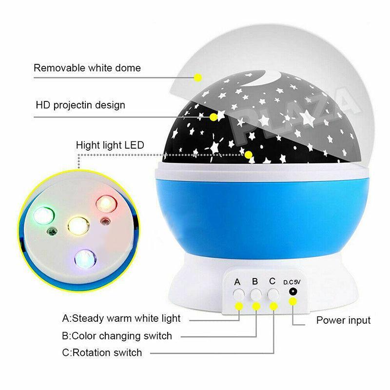 LED Night Star Galaxy Projector Rotating Lamp for Bedroom Ambience and Gift Use - White