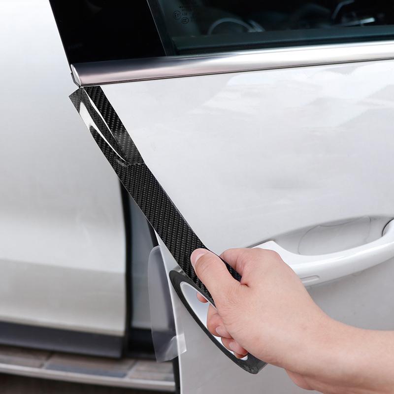 3PCS 3m Carbon Fiber Car Sticker Door Sill Anti-Scratch Tape DIY Protection Film