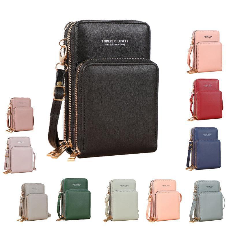 Women Crossbody Phone Purse Touch Screen Bag Rfid Blocking Wallet Shoulder Strap - Dark Pink