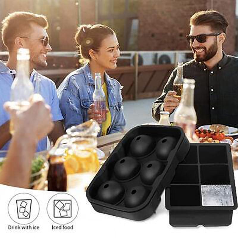 Large Ice Cube Tray Ball Maker Big Silicone Mold Sphere Whiskey Round Mould - Circular 6 grid