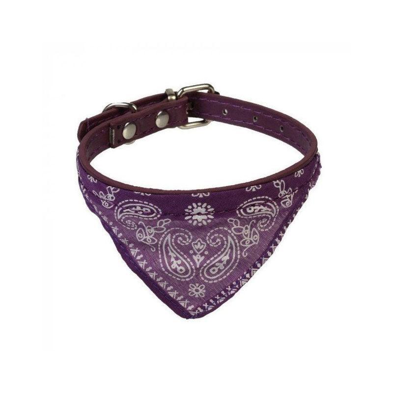 Adjustable Bandana Collar with Bell for Small Dogs and Cats Triangle Scarf Style - Red