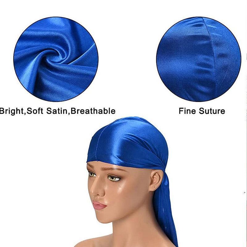 Velvet Durag Silky Hat Cap Men Women Premium Designer Doo Rag Wave Silk Headwear - Purple