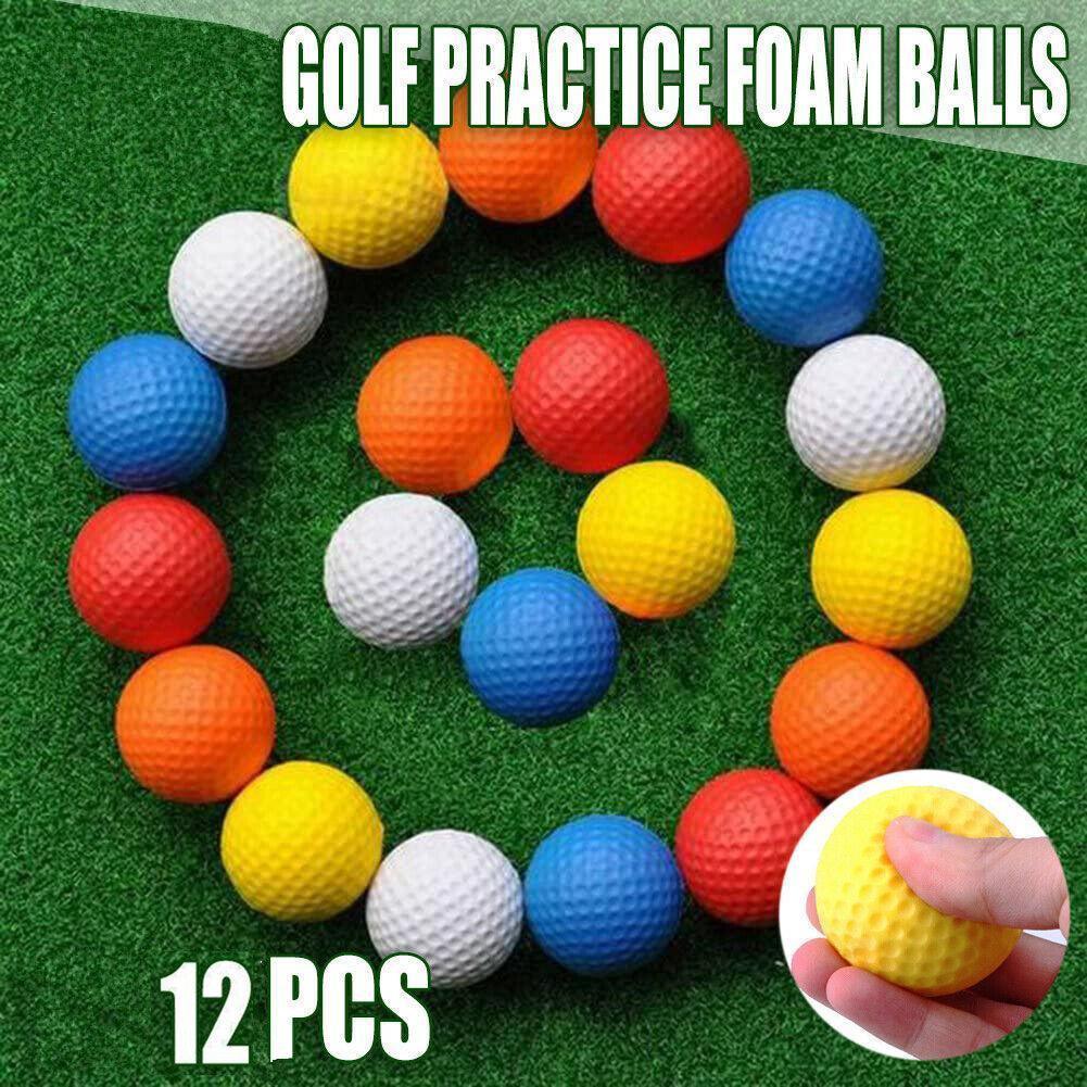 Indoor Outdoor Golf Training Foam Balls 12 Pack PU Soft Practice Accessories - Red
