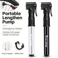 Portable Bicycle Pump Mini Inflatable Tube Pump Tire Inflator for Bike Cycling - Black
