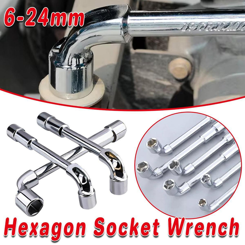 6-23mm L Shaped Socket Wrench Elbow Multi Size Hardware Repair Tool Set - 14mm