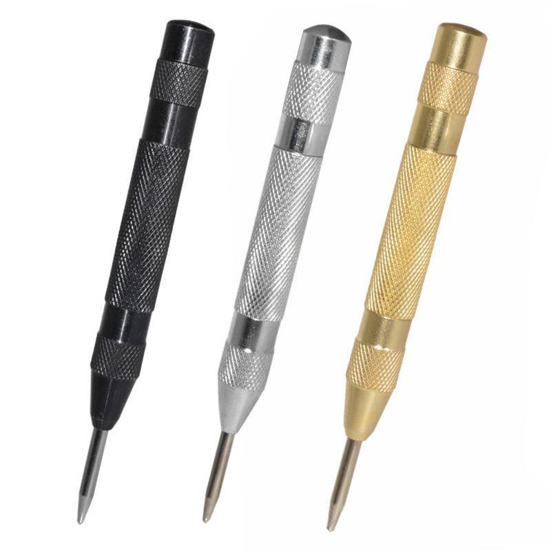 130mm Spring Loaded Centre Punch Automatic Brass Marking Tool Heavy Duty - Silver