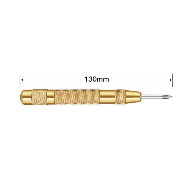 130mm Spring Loaded Centre Punch Automatic Brass Marking Tool Heavy Duty - Silver