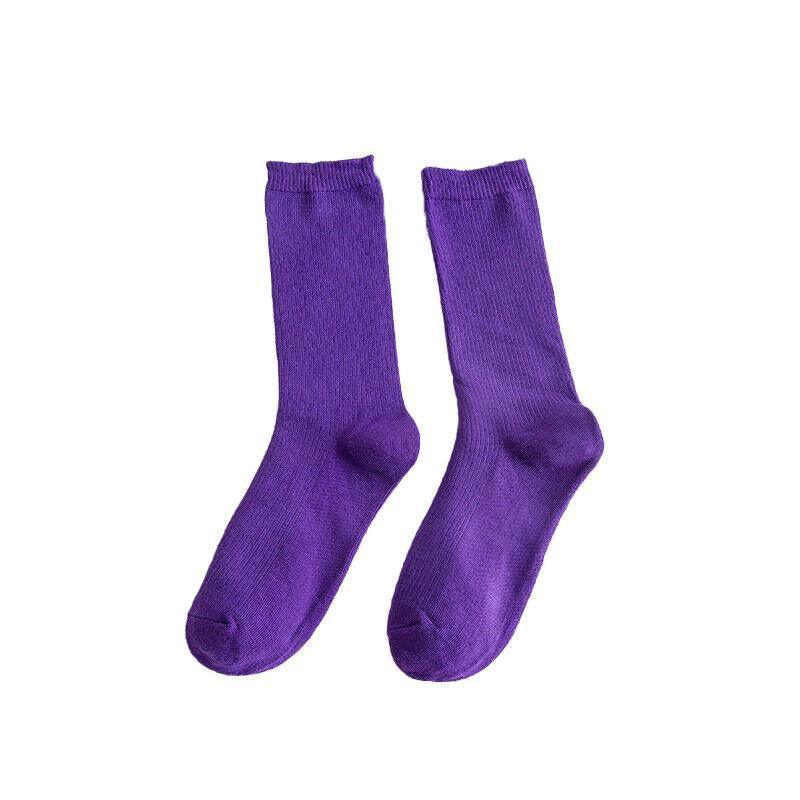 Olid Pure Colour Formal Socks Cotton Fashion Casual Breathable Crew Socks - Orange 2 Pairs