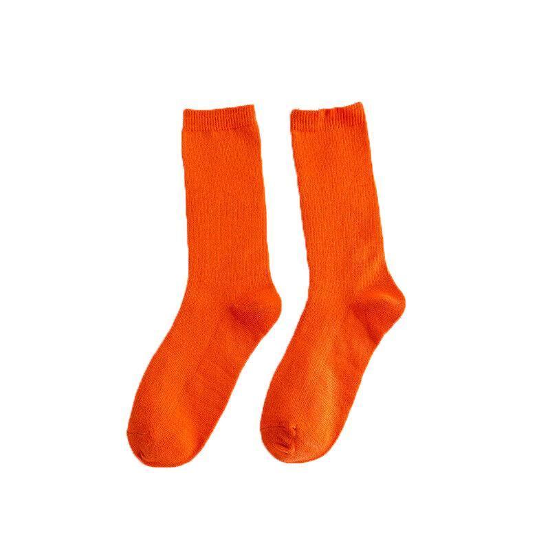 Olid Pure Colour Formal Socks Cotton Fashion Casual Breathable Crew Socks - Red 1 Pair