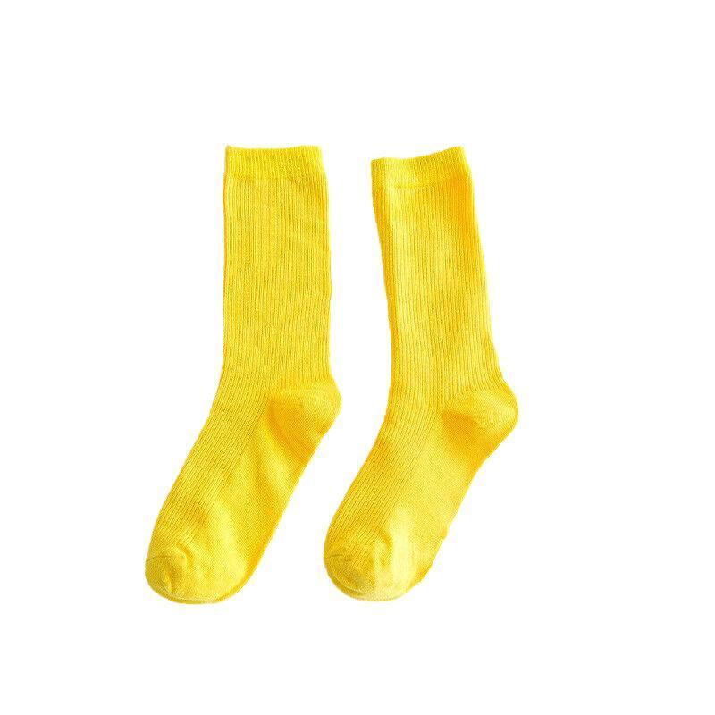 Olid Pure Colour Formal Socks Cotton Fashion Casual Breathable Crew Socks - Rose Red 1 Pair