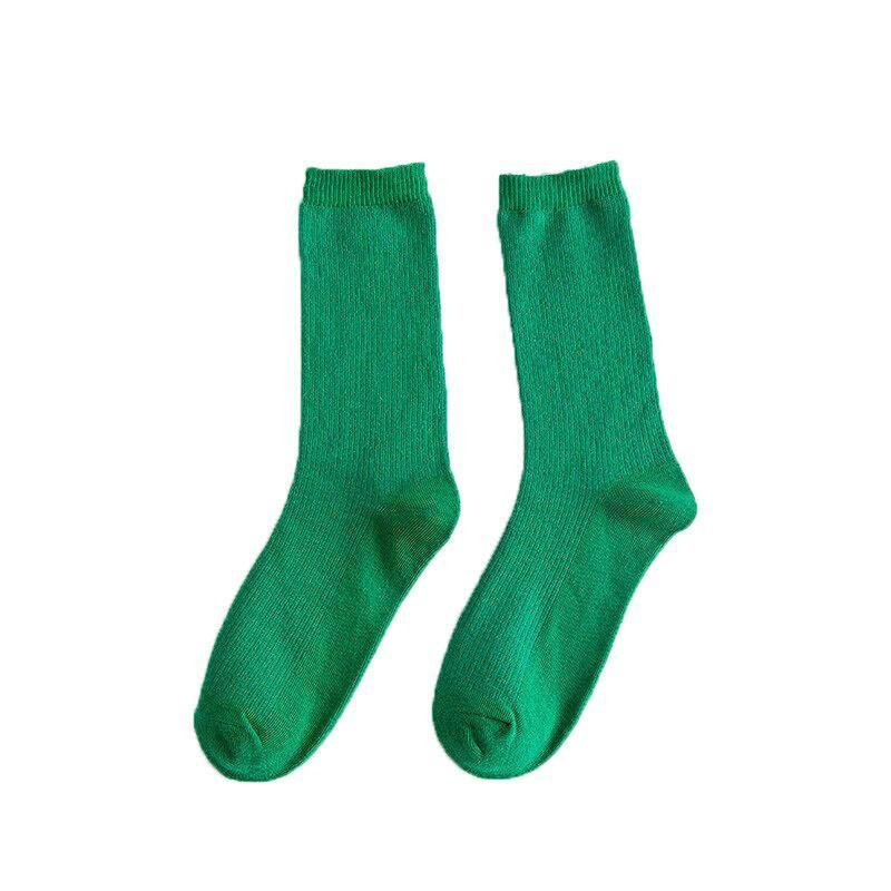 Olid Pure Colour Formal Socks Cotton Fashion Casual Breathable Crew Socks - Blue 1 Pair