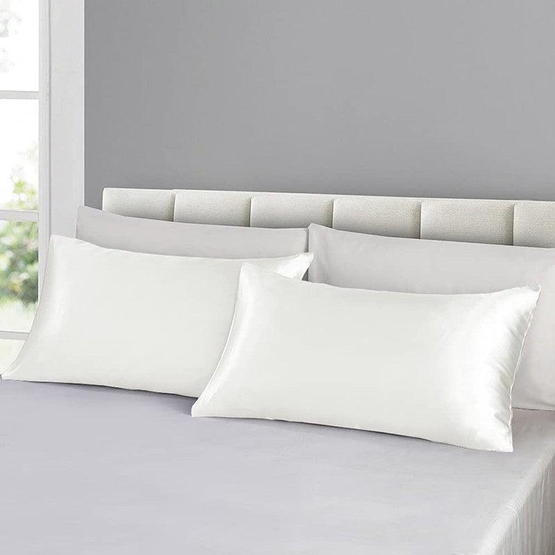 2X Satin Pillow Case Bedroom Pillowcase Cushion Covers Home Decor Luxury Slip - Beige