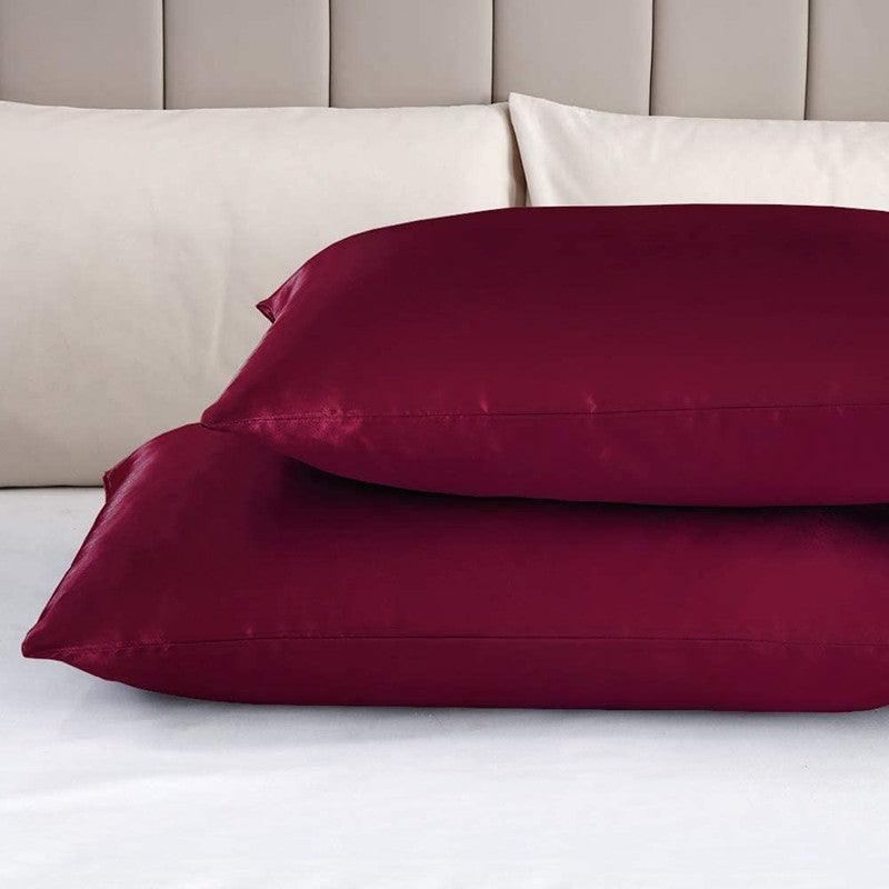 2X Satin Pillow Case Bedroom Pillowcase Cushion Covers Home Decor Luxury Slip - Black