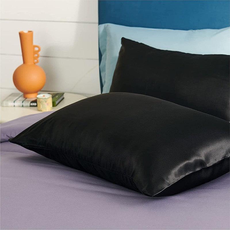 2X Satin Pillow Case Bedroom Pillowcase Cushion Covers Home Decor Luxury Slip - Light Blue