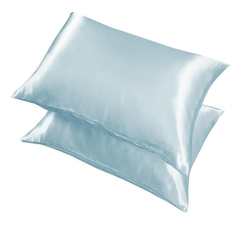 2X Satin Pillow Case Bedroom Pillowcase Cushion Covers Home Decor Luxury Slip - Light Blue