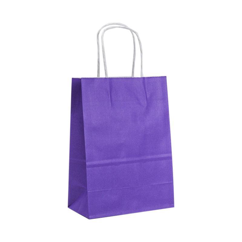 20pcs Small Kraft Paper Gift Bags with Handles for Shopping Party Favour - Dark Purple