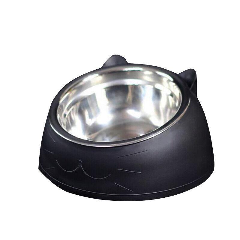 Pet Dog Cat Food Bowl Raised No Slip Stainless Steel Tilted Water Food Feeder - Matcha Green