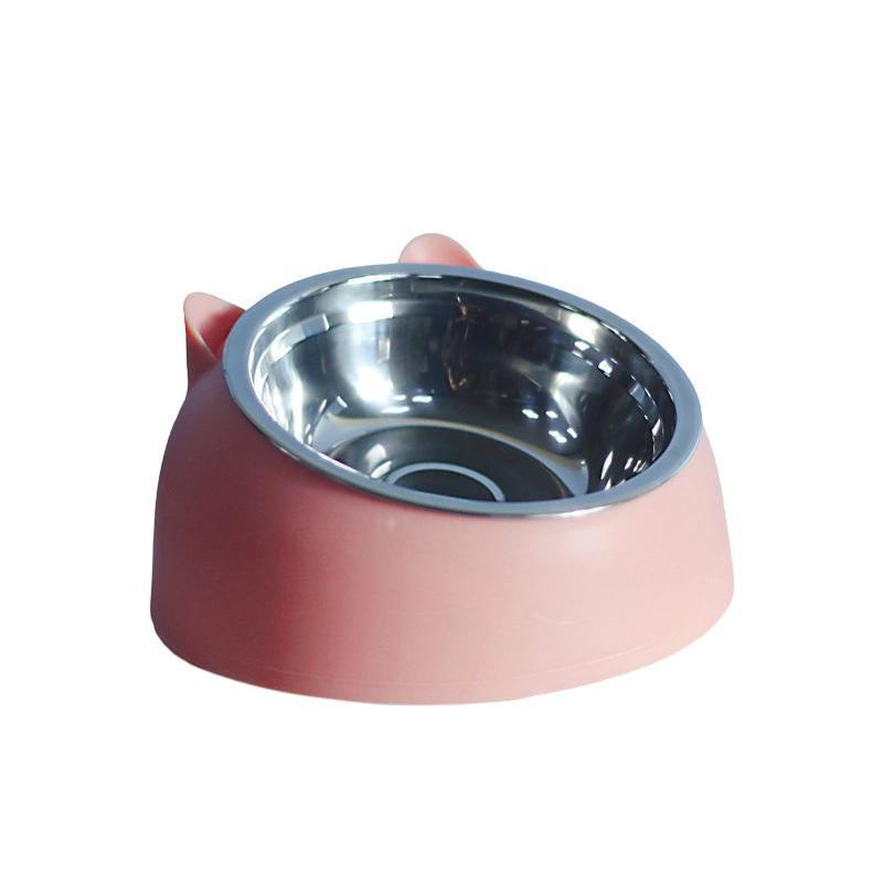 Pet Dog Cat Food Bowl Raised No Slip Stainless Steel Tilted Water Food Feeder - Matcha Green