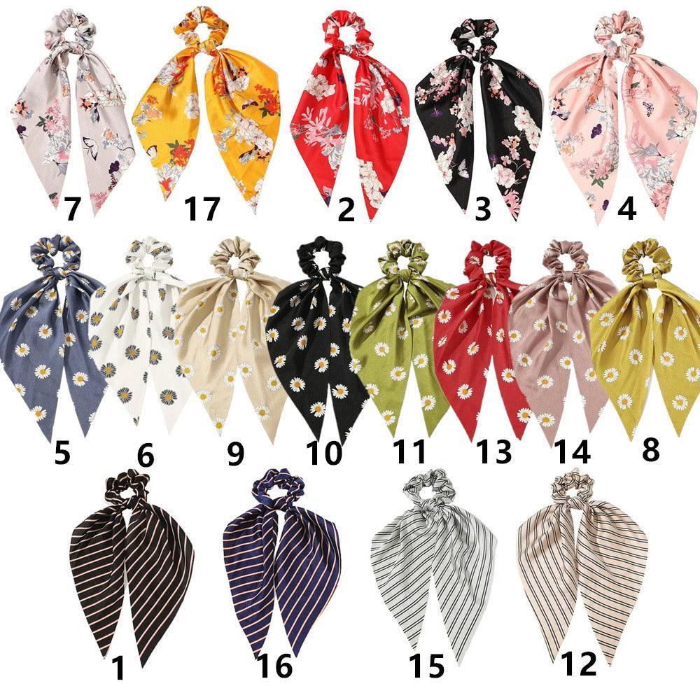 Chiffon Ponytail Scarf Bow Elastic Hair Rope Tie Scrunchies Ribbon Hair Bands - 15