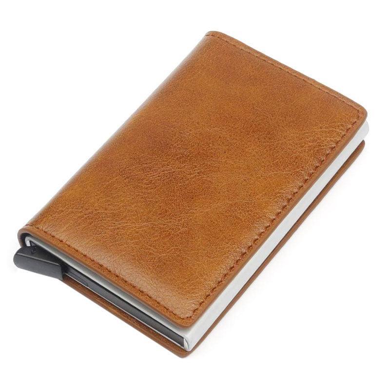 RFID Blocking Leather Card Wallet with Money Clip for Men Credit Holder - Carbon Fiber