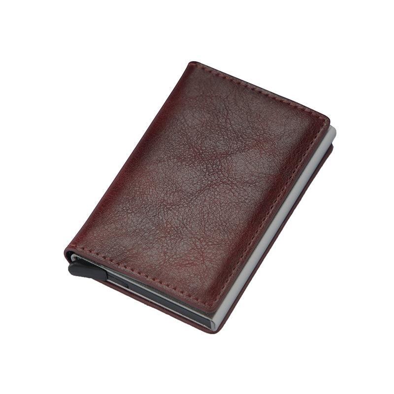 RFID Blocking Leather Card Wallet with Money Clip for Men Credit Holder - Carbon Fiber