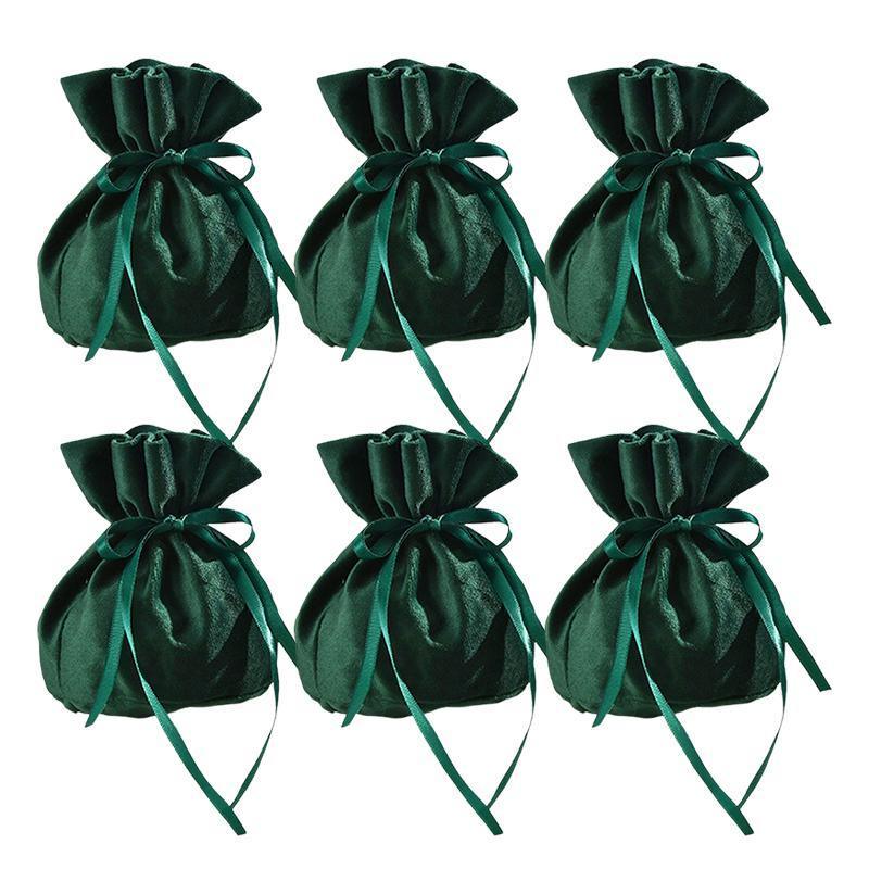 6PCS Velvet Cloth Drawstring Bags Gift Bag Jewelry Ring Pouch Earring Favor - Dark Blue-6PCS
