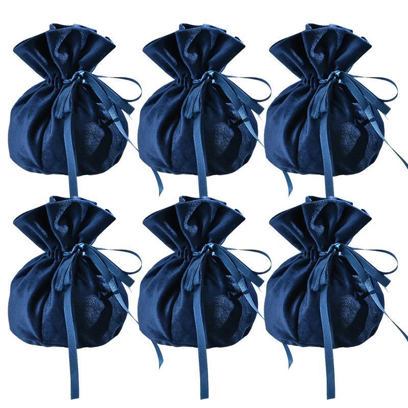 6PCS Velvet Cloth Drawstring Bags Gift Bag Jewelry Ring Pouch Earring Favor - Dark Green-6PCS